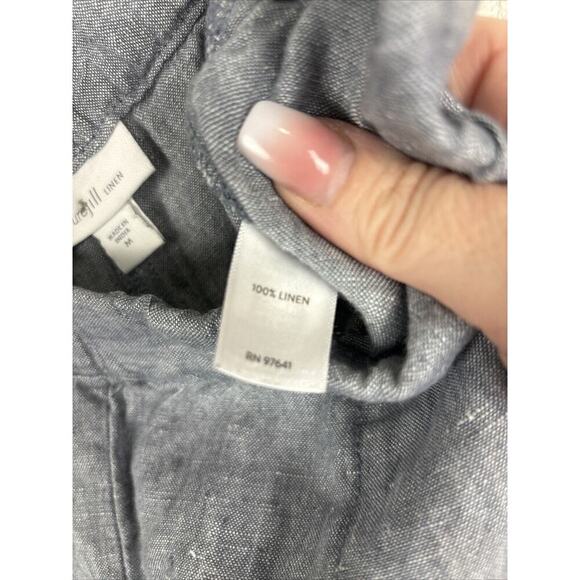 J Jill Pure Jill Womens Linen Pull On‎ Pants Medium Blue Minimalist Beach Cruise - Picture 5 of 7